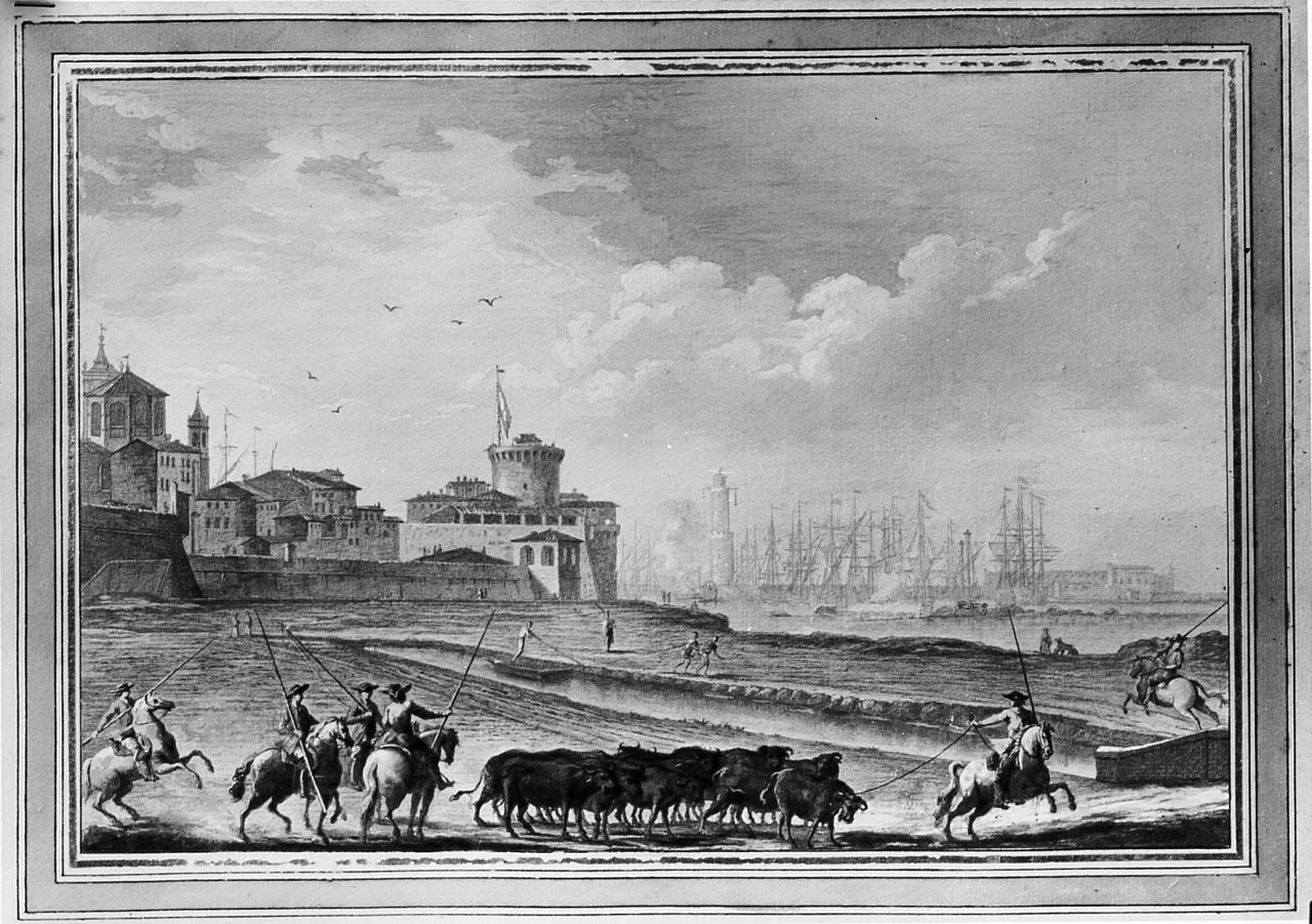 Veduta del molo di Livorno - Palazzo Pitti, Firenze